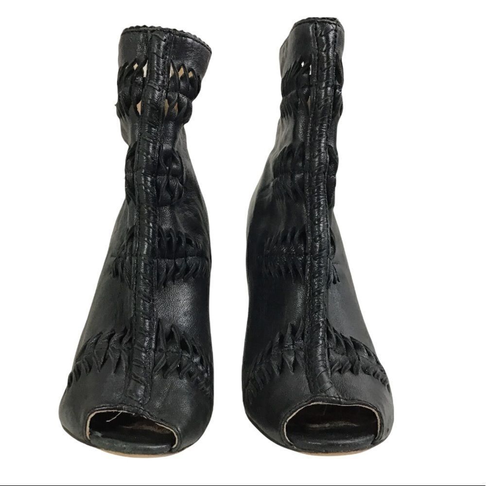 Sam Edelman NYC Black Leather Krosby Peep Toe Bootie - Picture 6 of 10